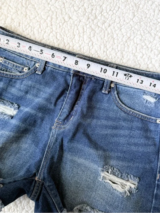 Time and Tru Dark Blue Distressed Denim Shorts - Picture 6 of 6